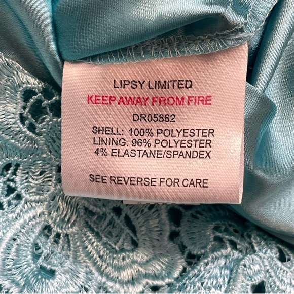 Lipsy London Light Blue Lace Open Back Femme Mini Dress - Picture 11 of 12